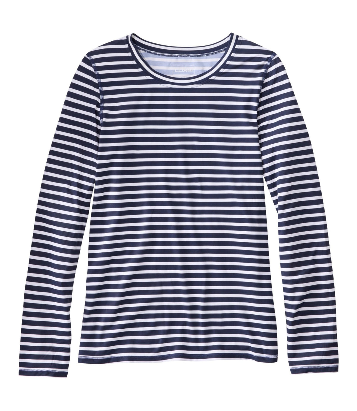 L.L.Bean Women's SunSmart UPF 50+ SunShirt, Long-Sleeve Print Darkest Navy Sailor Stripe