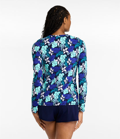 L.L.Bean Women's SunSmart UPF 50+ SunShirt, Long-Sleeve Print Darkest Navy Sailor Stripe