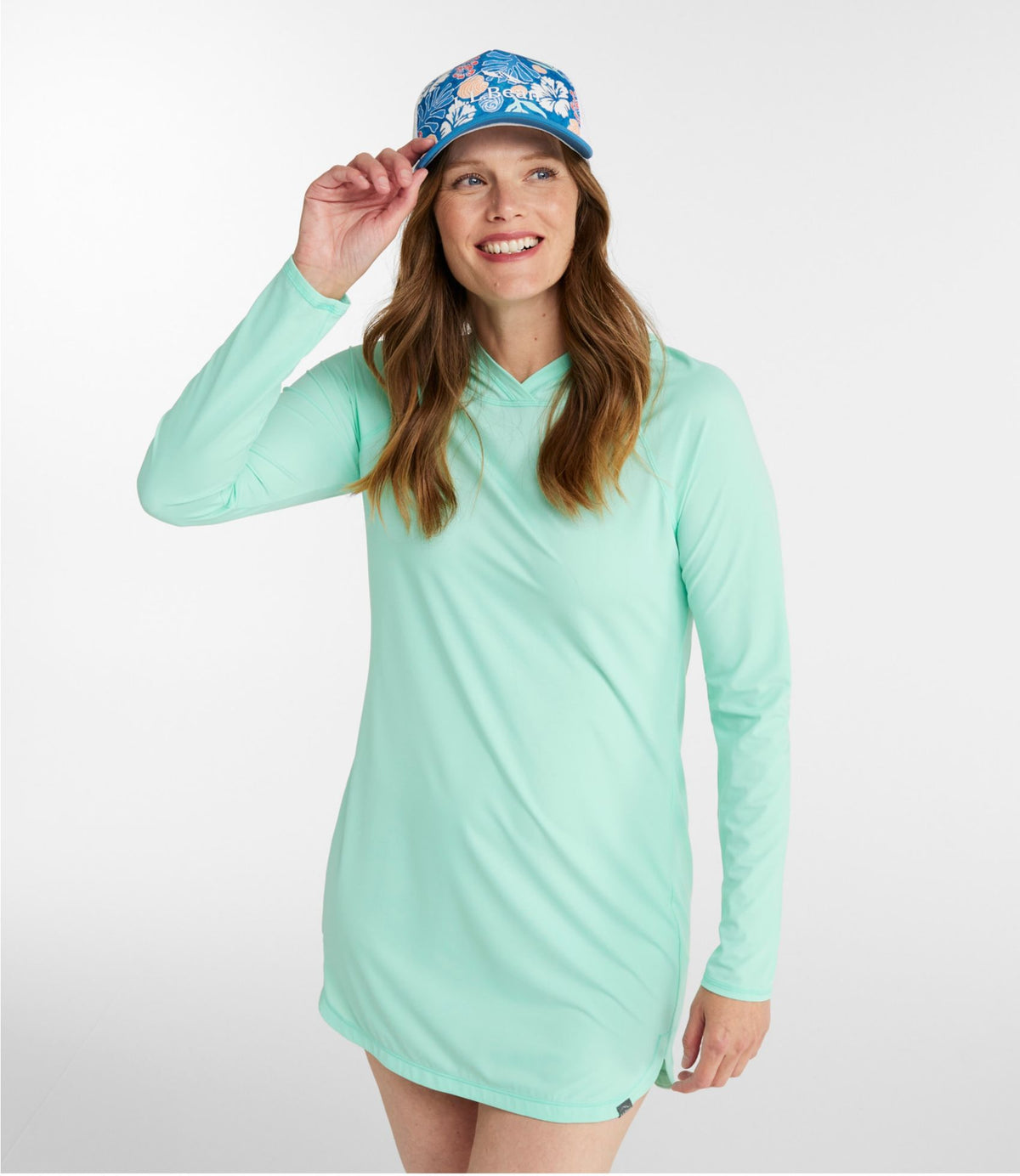 L.L.Bean Women's SunSmart® UPF 50+ Sun Shirt, Hooded Tunic Beach Glass