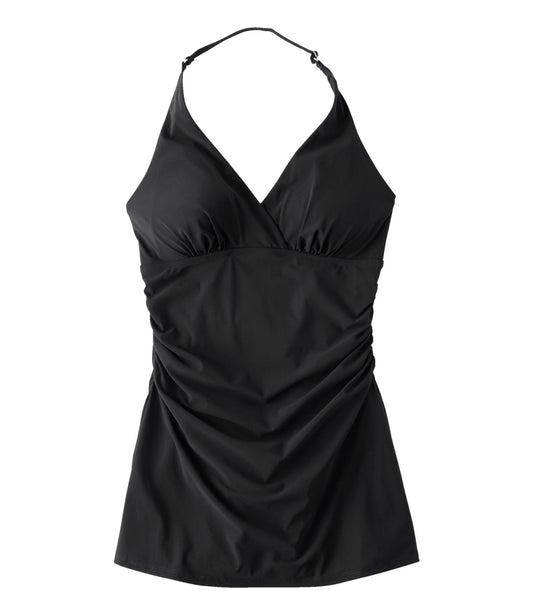 L.L.Bean Women's Shaping Swimwear, Clasp Halter Dress Black