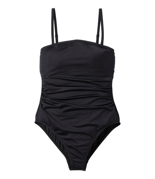 L.L.Bean Women's Coastal Essentials Swimwear, Bandeau Tanksuit Black