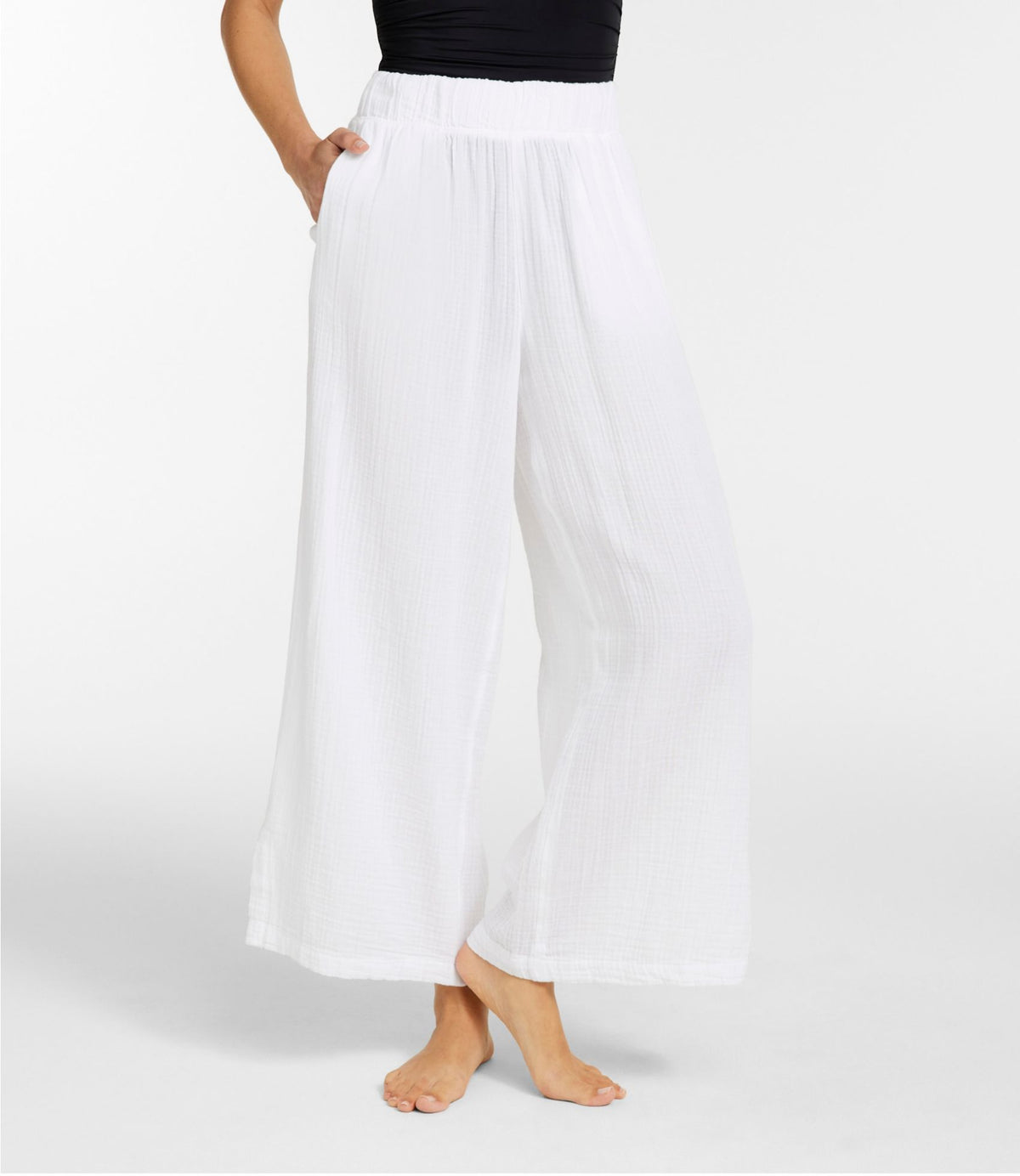 L.L.Bean Women's Cloud Gauze Wide-Leg Pants White