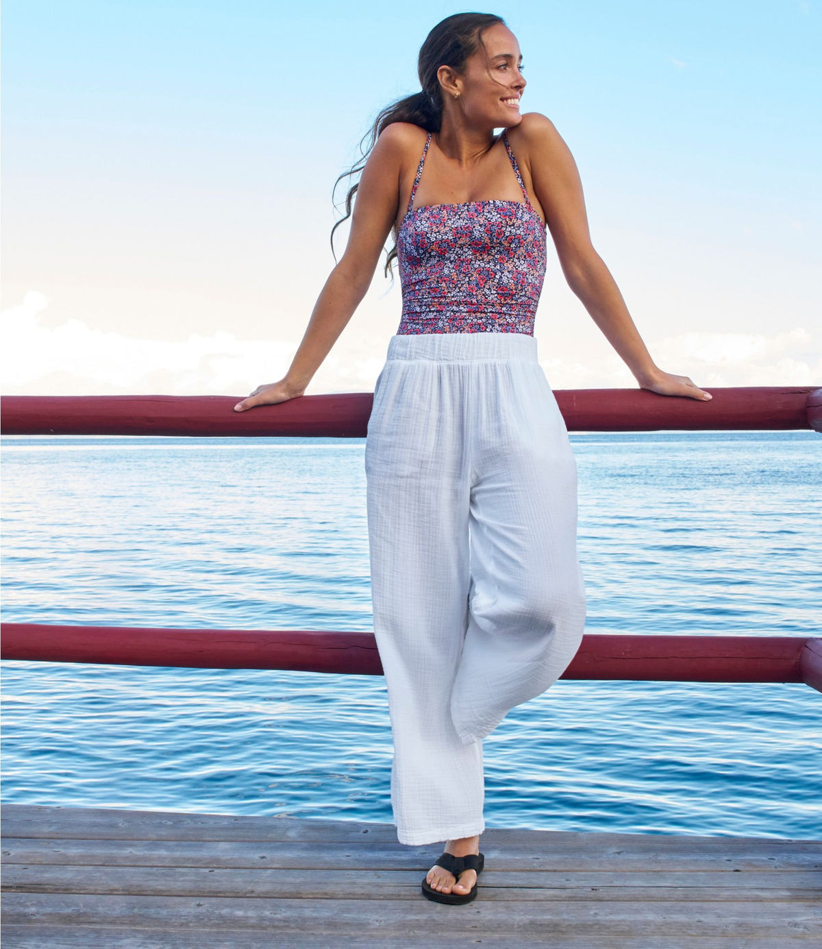L.L.Bean Women's Cloud Gauze Wide-Leg Pants White