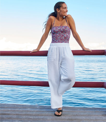 L.L.Bean Women's Cloud Gauze Wide-Leg Pants White