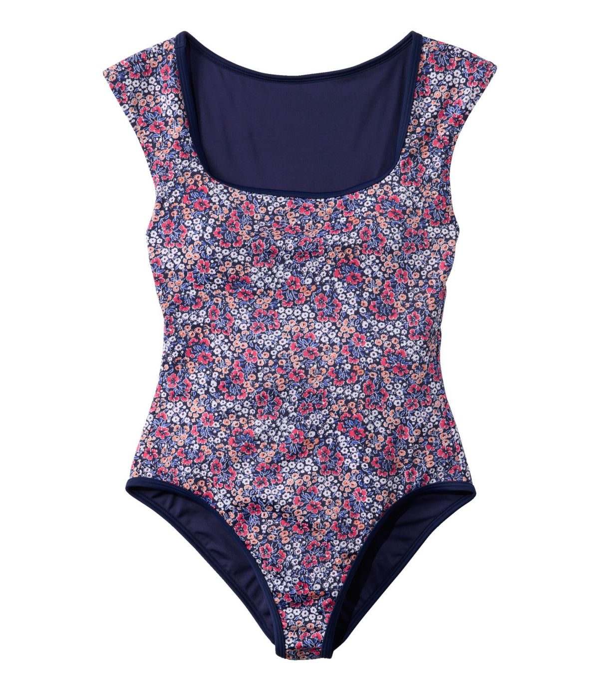 L.L.Bean Women's Coastal Essentials Swimwear, Squareneck Tanksuit Print