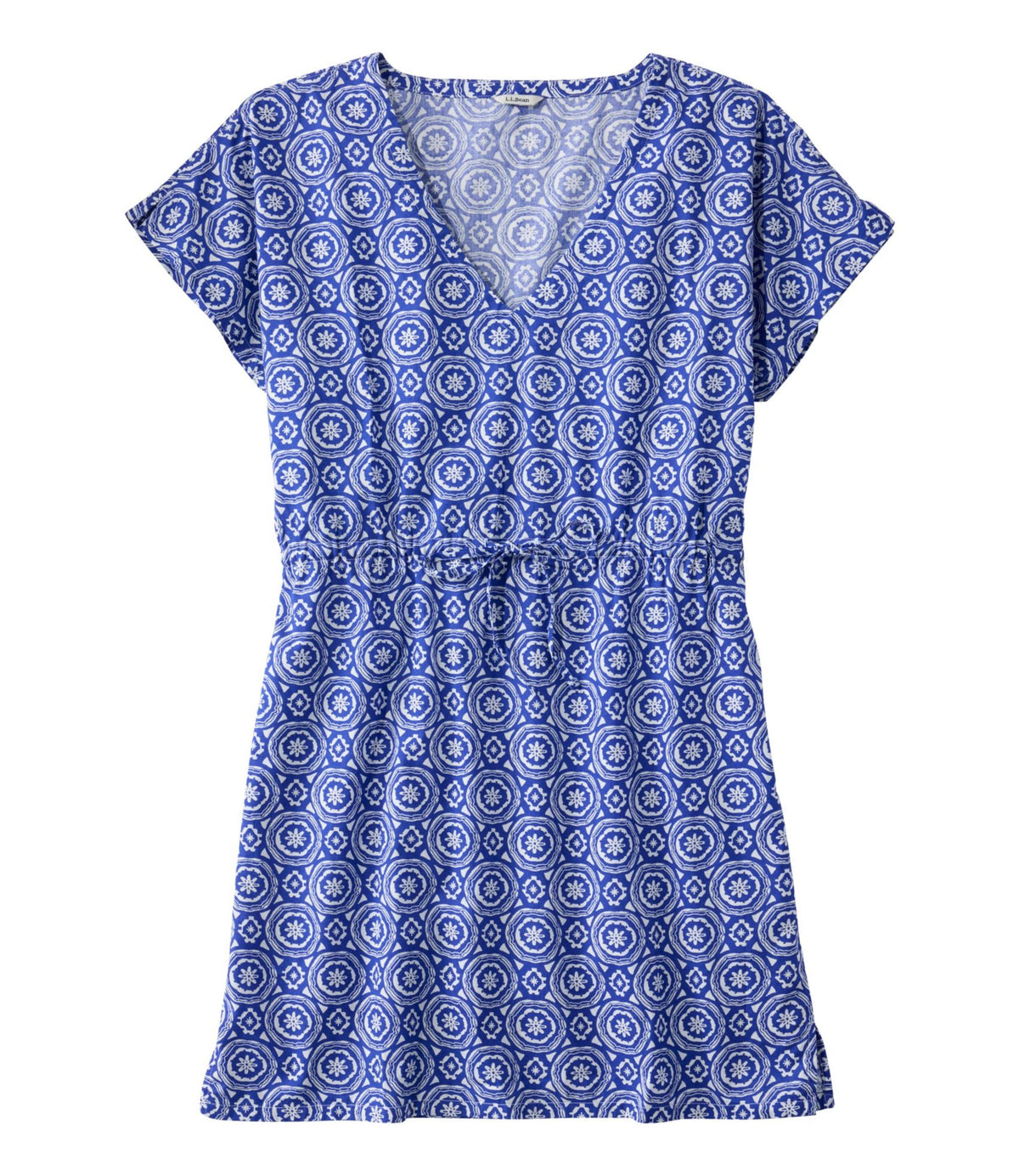 L.L.Bean Women's L.L.Bean Coastal Cotton Cover-Up Caftan, Print Cobalt Medallion