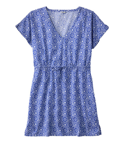 L.L.Bean Women's L.L.Bean Coastal Cotton Cover-Up Caftan, Print Cobalt Medallion