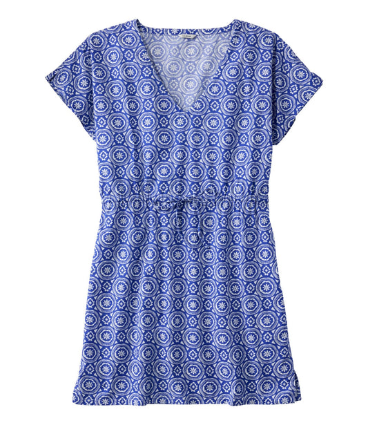 L.L.Bean Women's L.L.Bean Coastal Cotton Cover-Up Caftan, Print Cobalt Medallion
