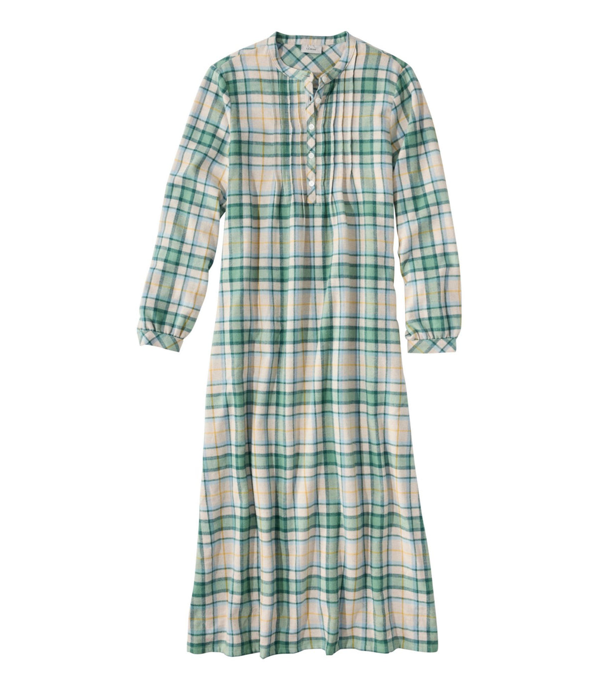L.L.Bean Women's Scotch Plaid Flannel Nightgown Bean of Freeport Green