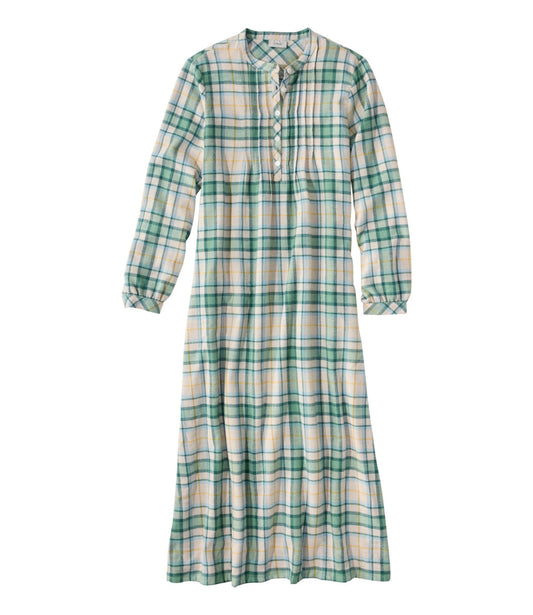 L.L.Bean Women's Scotch Plaid Flannel Nightgown Bean of Freeport Green