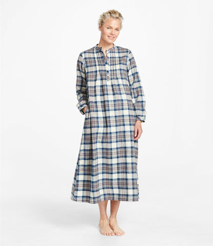 L.L.Bean Women's Scotch Plaid Flannel Nightgown Bean of Freeport Green