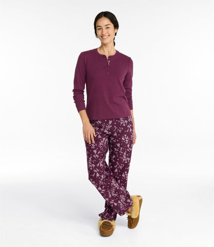 L.L.Bean Women's Cozy PJ Set, Print Blue Tide Loon Toille