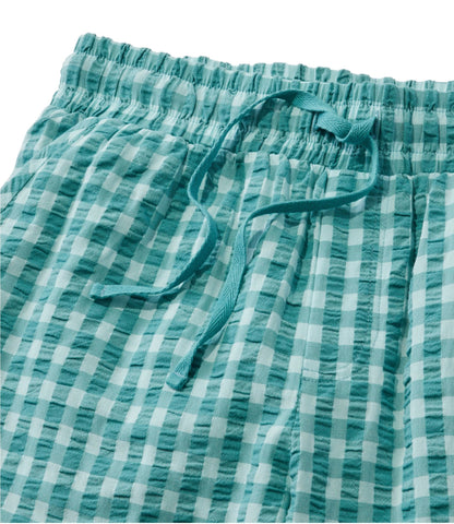 L.L.Bean Women's Bean's Seacoast Seersucker Pajama Pant Set Classic Navy Gingham