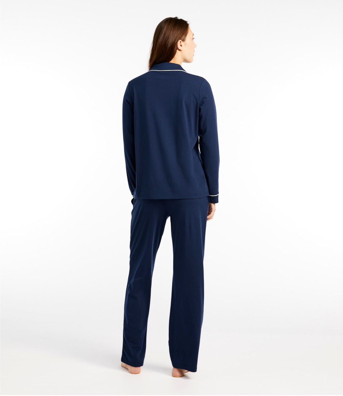 L.L.Bean Women's Super-Soft Shrink-Free Pajama Set, Button-Front Bright Navy