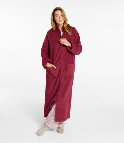 L.L.Bean Women's Winter Fleece Robe, Zip-Front Bright Navy