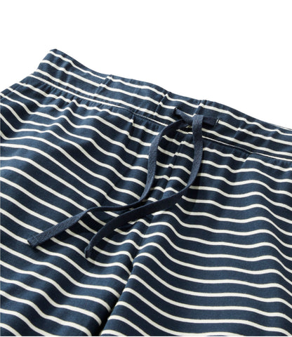 L.L.Bean Women's Super-Soft Shrink-Free Button Front Pajama Set, Stripe Classic Navy/Cream Stripe
