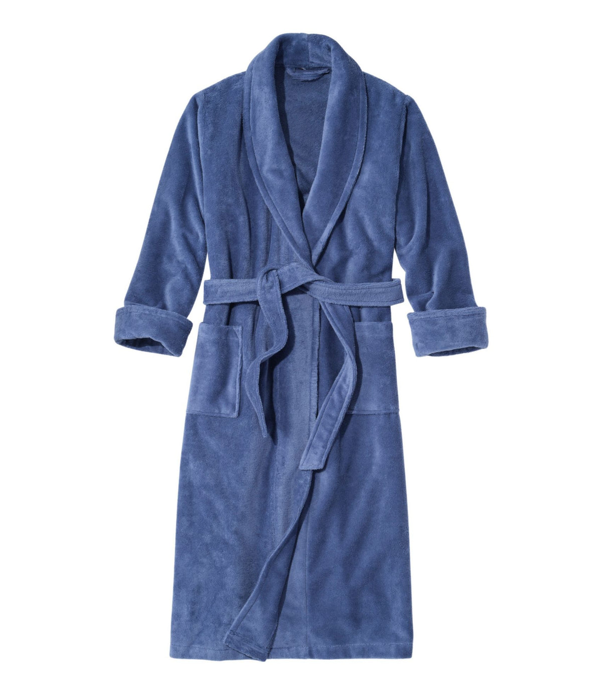 L.L.Bean Women's Soft Plush Terry Robe Deep Blue