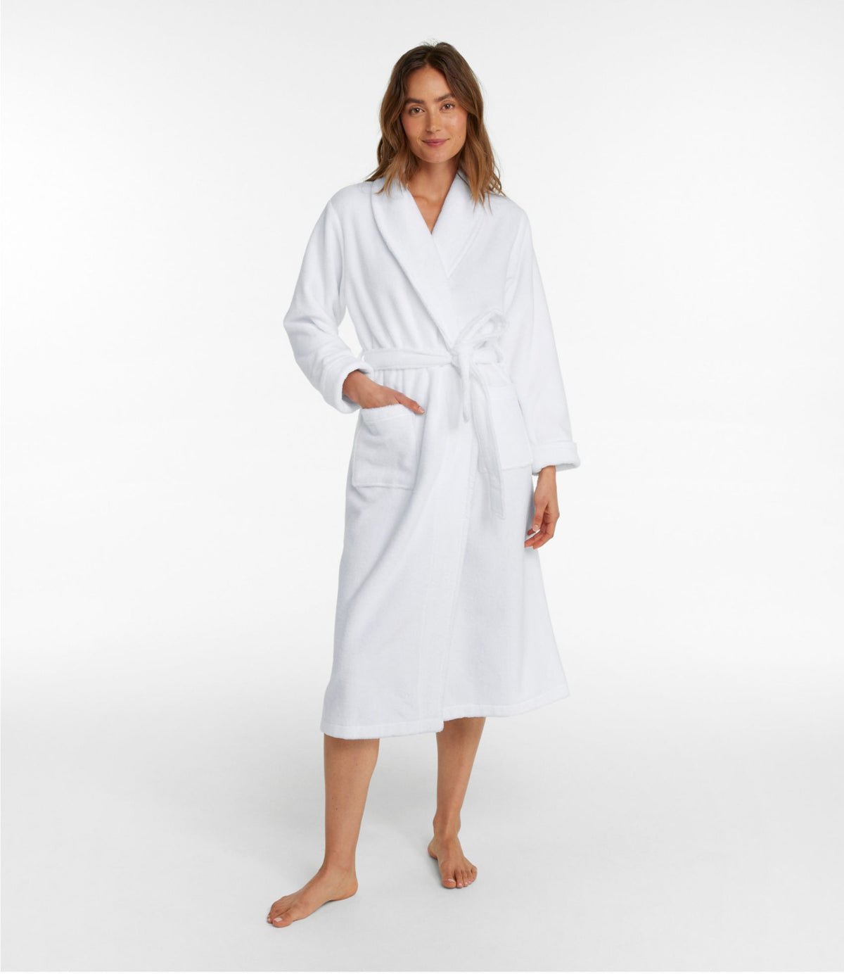 L.L.Bean Women's Soft Plush Terry Robe Deep Blue