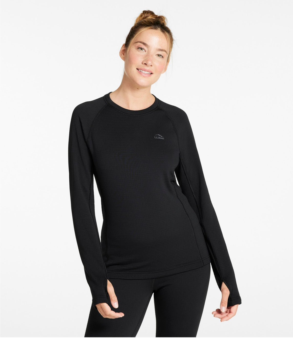 L.L.Bean Women's L.L.Bean Heavyweight Base Layer Crew Top Pinewood Green