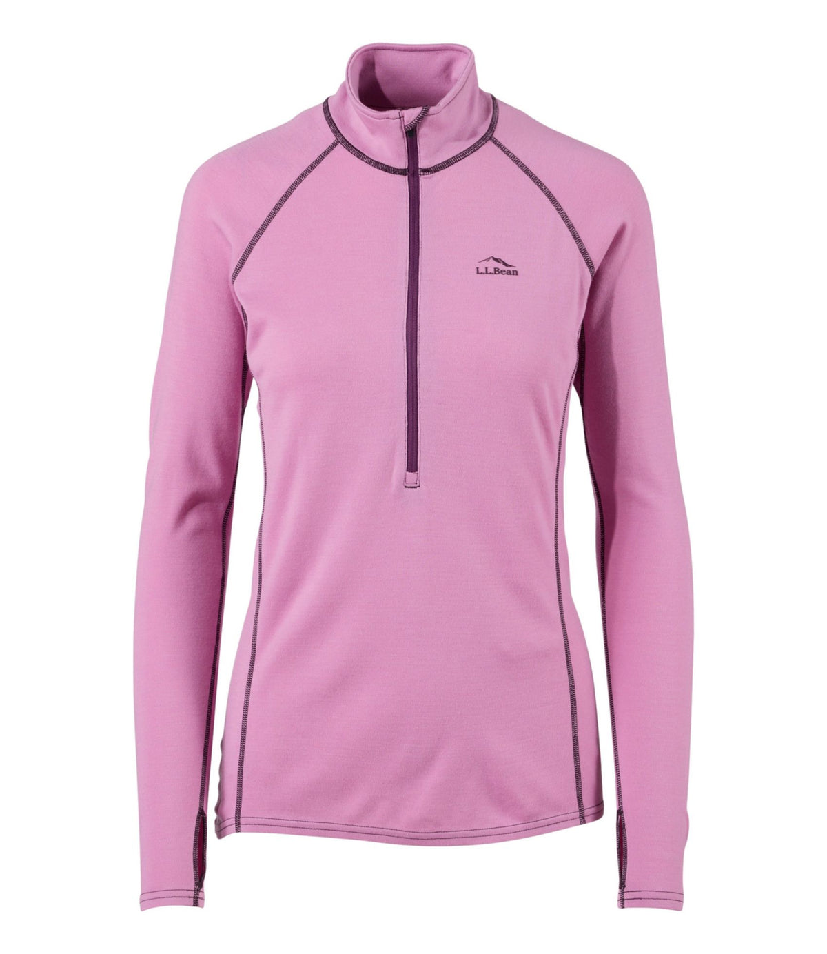 L.L.Bean Women's Cresta Midweight 250 T-Zip Top Iced Orchid
