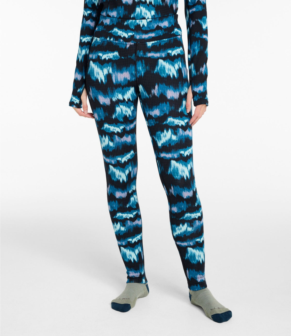 L.L.Bean Women's L.L.Bean Heayweight Base Layer Pant, Print Aurora Print