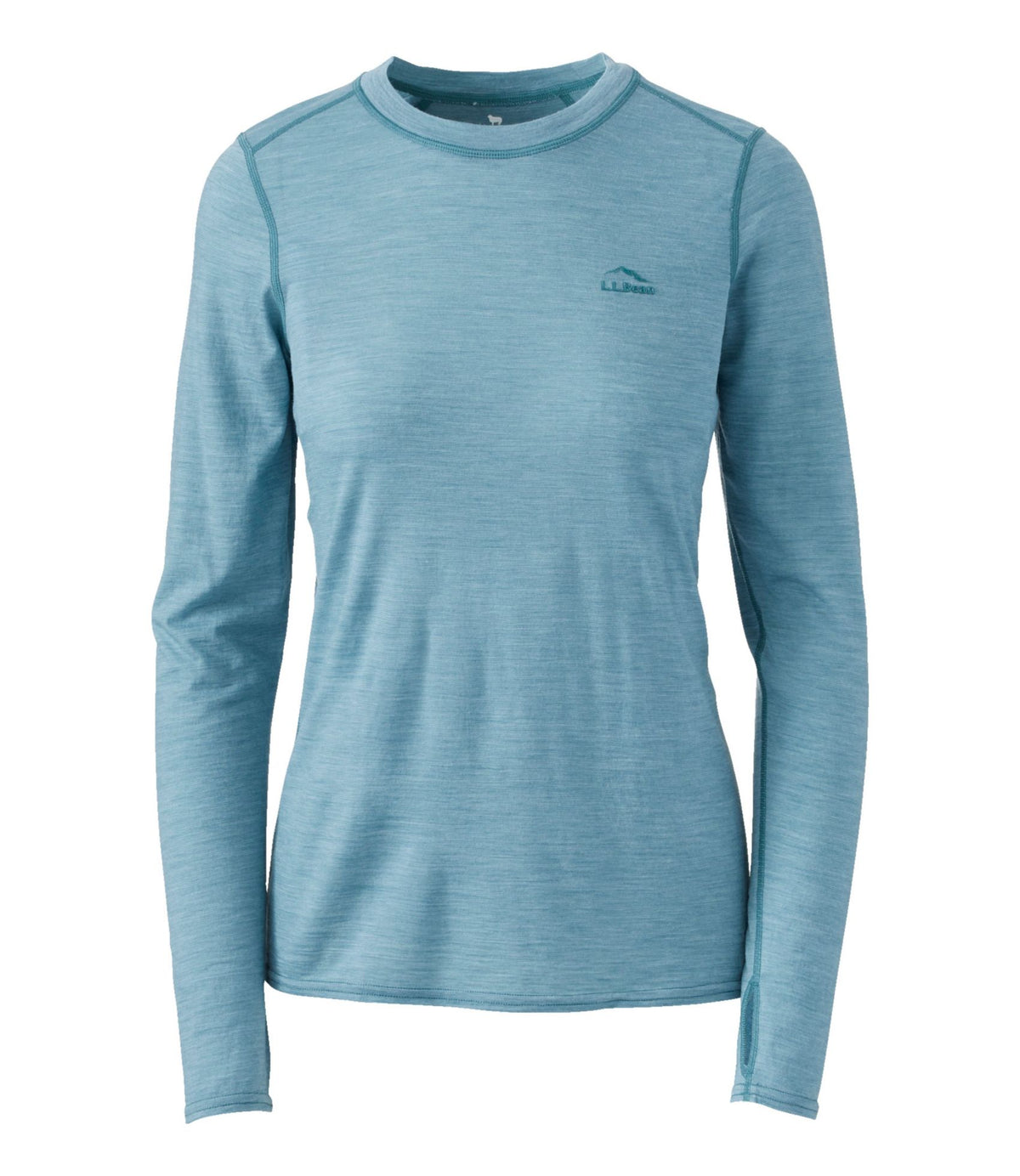 L.L.Bean Women's Cresta Ultralight 150 Crew Top, Stripe Ocean Waves/Storm Teal