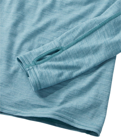 L.L.Bean Women's Cresta Ultralight 150 Crew Top, Stripe Ocean Waves/Storm Teal