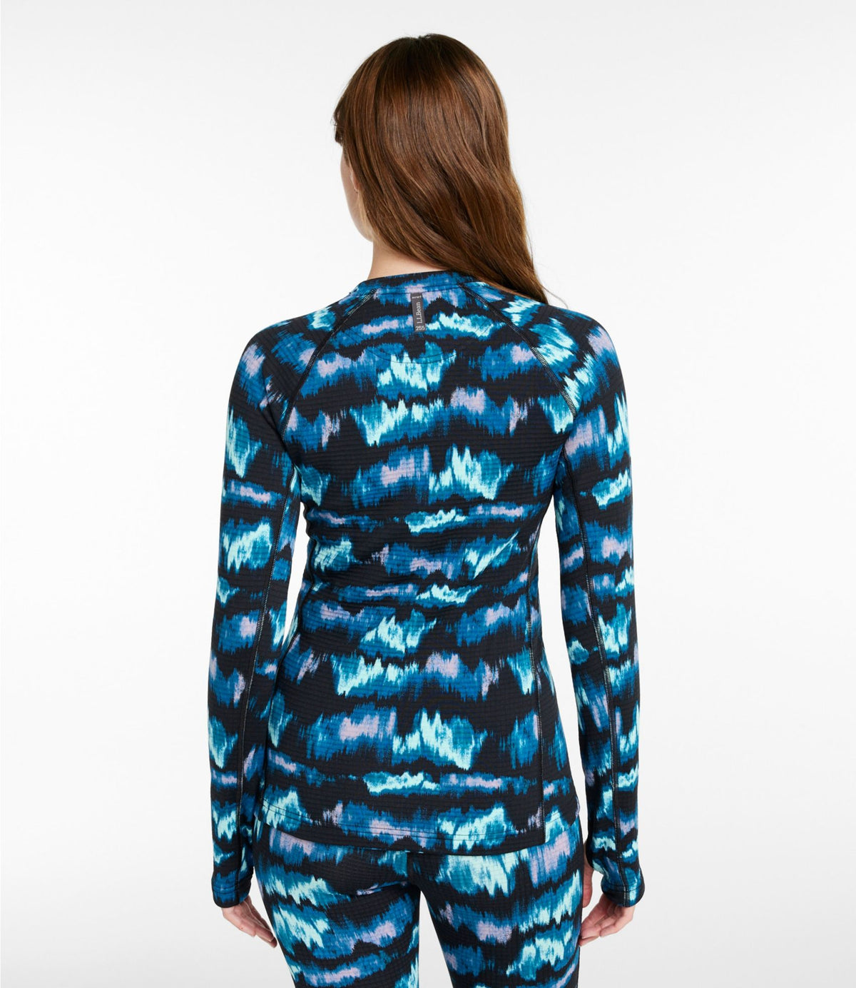 L.L.Bean Women's L.L.Bean Heavyweight Base Layer Crew Top, Print Aurora Print