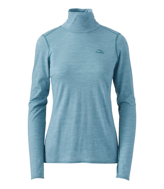 L.L.Bean Women's Cresta Ultralight 150 Turtleneck, Stripe Ocean Waves/Storm Teal
