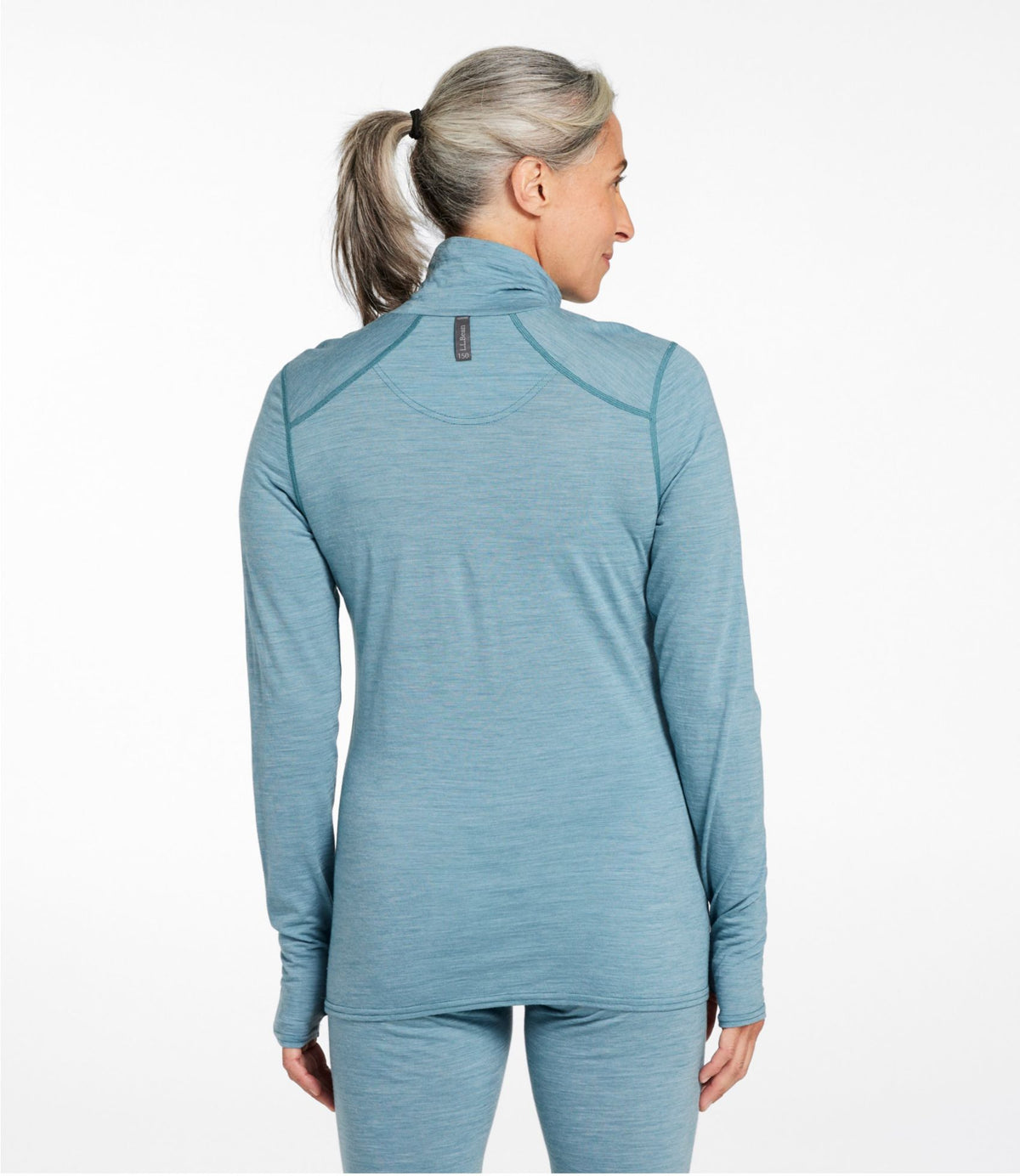 L.L.Bean Women's Cresta Ultralight 150 Turtleneck, Stripe Ocean Waves/Storm Teal
