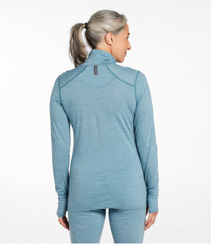 L.L.Bean Women's Cresta Ultralight 150 Turtleneck, Stripe Ocean Waves/Storm Teal