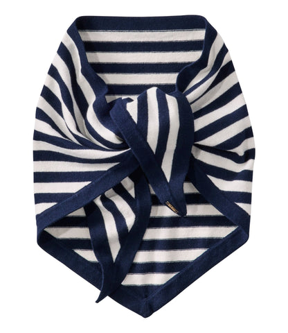 L.L.Bean Women's Cotton/Cashmere Knit Triangle Scarf, Striped Classic Navy/Sea Salt Stripe