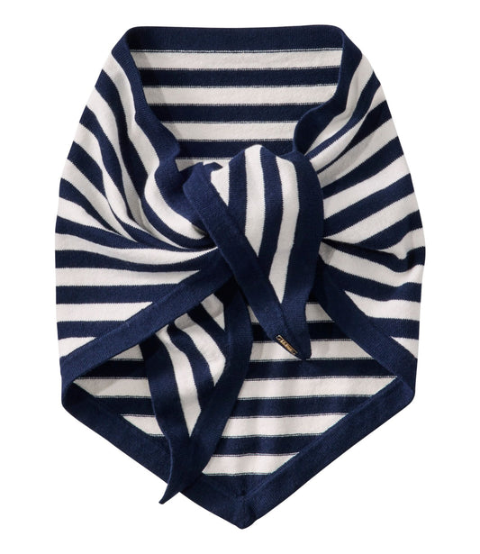L.L.Bean Women's Cotton/Cashmere Knit Triangle Scarf, Striped Classic Navy/Sea Salt Stripe