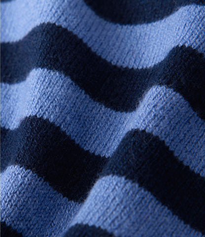 L.L.Bean Women's Cotton/Cashmere Knit Triangle Scarf, Striped Classic Navy/Sea Salt Stripe
