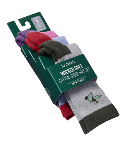 L.L.Bean Adults' Wicked Soft Cotton Socks Animal Gift Set, 3-Pack Animal 3 Pack