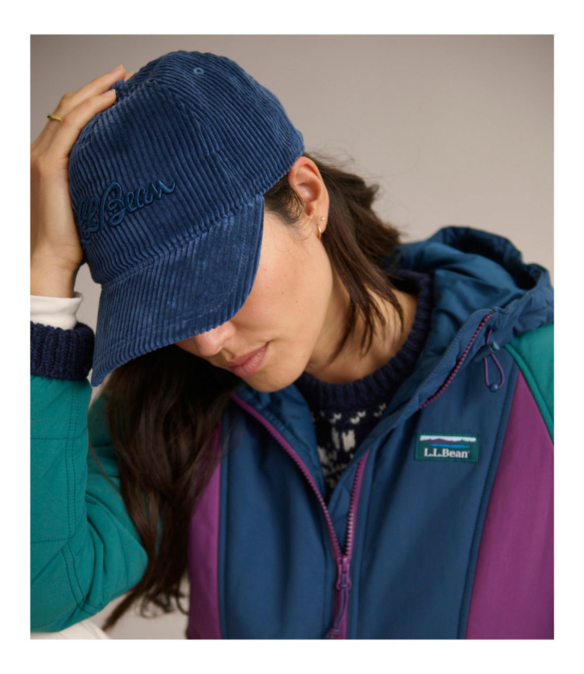 L.L.Bean Adults' L.L.Bean Corduroy Baseball Cap Dark Cinder Signature
