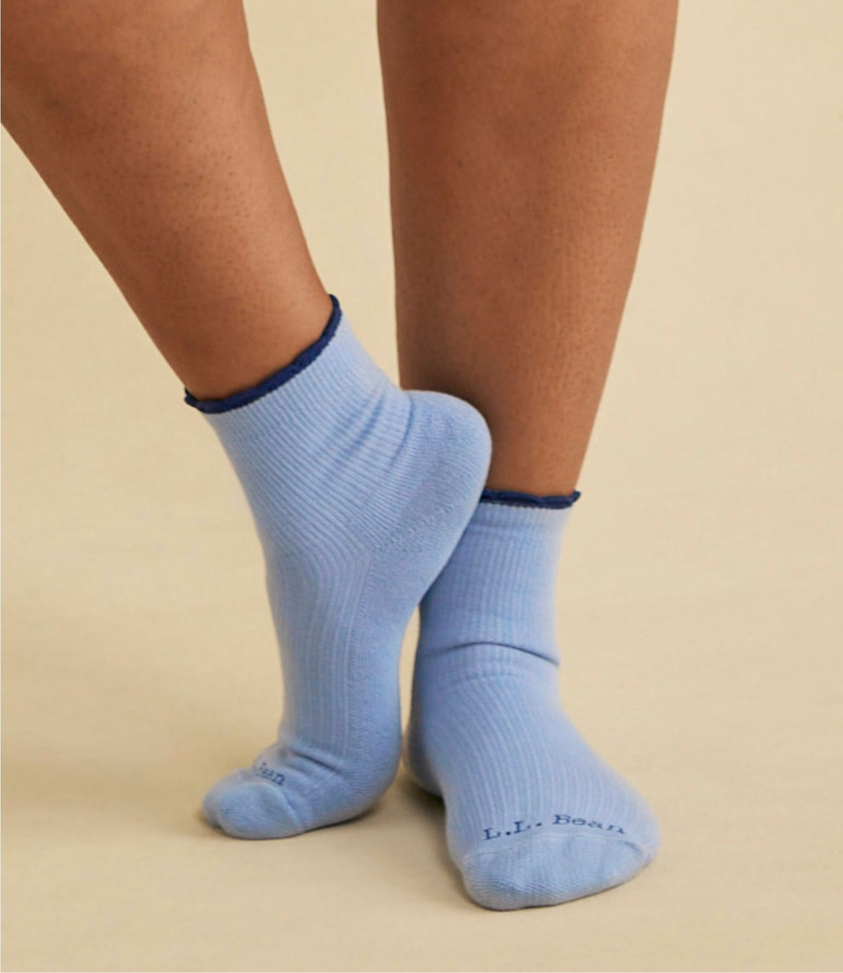 L.L.Bean Women's Scalloped Edge Micro Crew Socks, 2-Pack Iced Orchid/Faded Sage