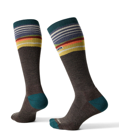 L.L.Bean Adults' Katahdin Over the Calf Hiker Socks, Mountain Hazelnut/Shadow Green