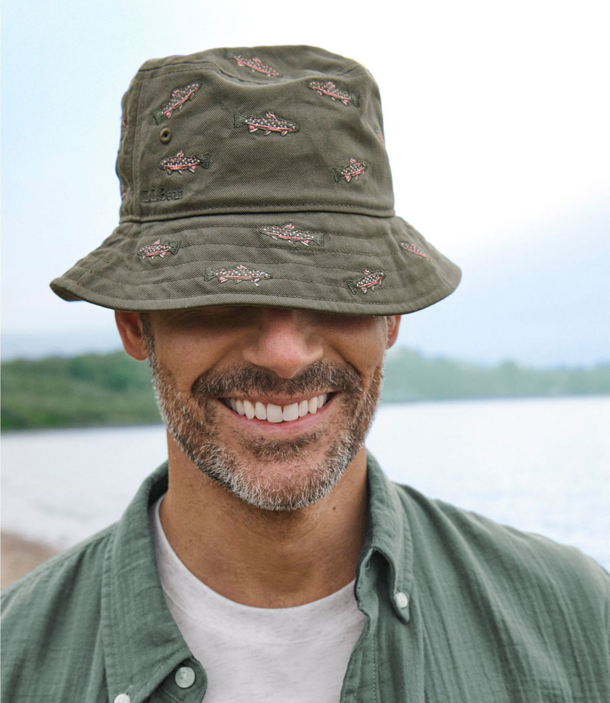 L.L.Bean Adults' Cotton Motif Bucket Hat Seaboard Blue Lobster