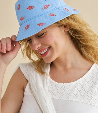 L.L.Bean Adults' Cotton Motif Bucket Hat Seaboard Blue Lobster