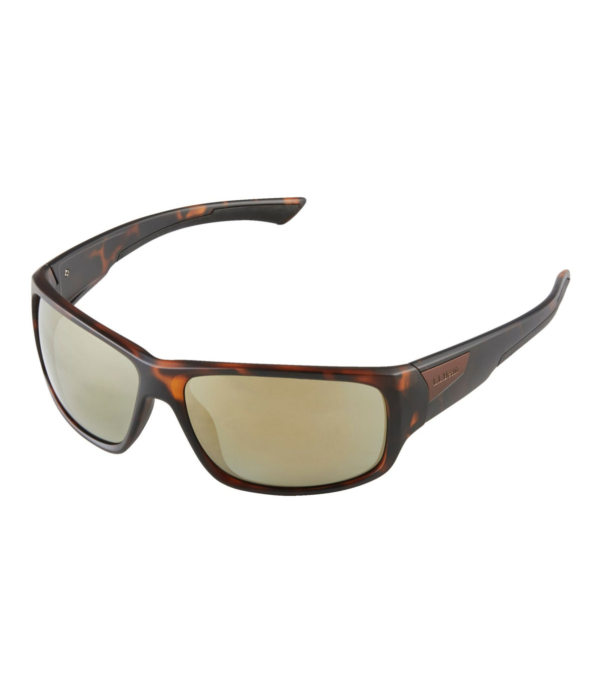 L.L.Bean Adults' L.L.Bean Beachside With Hydroglare Polarized Sunglasses Matte Dark Demi/Brown with Gold Mirror