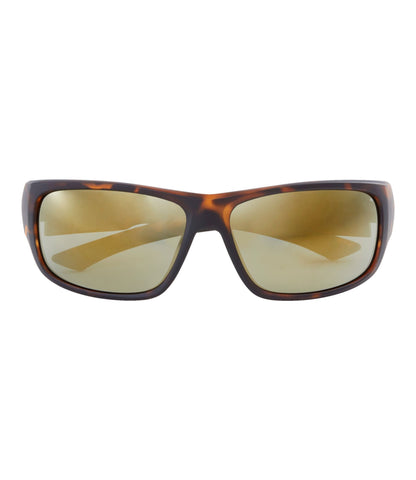 L.L.Bean Adults' L.L.Bean Beachside With Hydroglare Polarized Sunglasses Matte Dark Demi/Brown with Gold Mirror