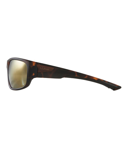 L.L.Bean Adults' L.L.Bean Beachside With Hydroglare Polarized Sunglasses Matte Dark Demi/Brown with Gold Mirror