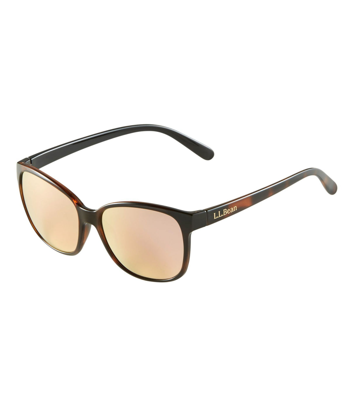 L.L.Bean Women's L.L.Bean Camden With Hydroglare Polarized Sunglasses Shiny Brown Demi/Brown with Rose Gold Mirror