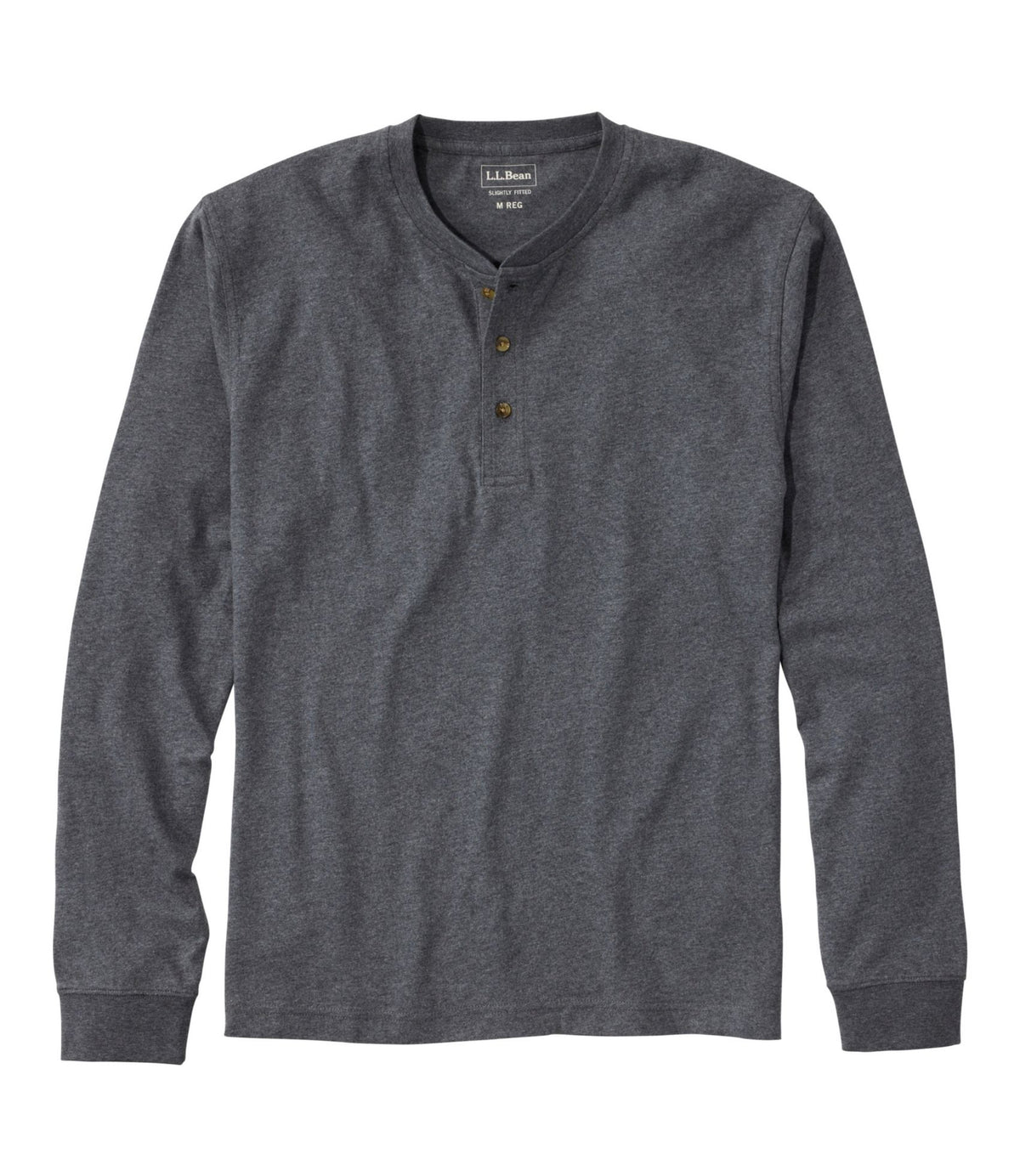 L.L.Bean Men's Carefree Unshrinkable Henley, Long-Sleeve, Slightly Fitted Charcoal Heather
