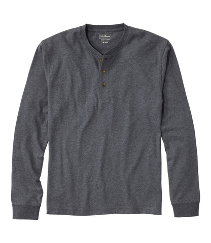 L.L.Bean Men's Carefree Unshrinkable Henley, Long-Sleeve, Slightly Fitted Charcoal Heather