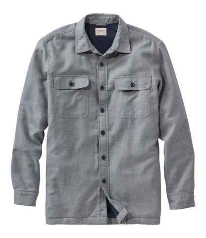 L.L.Bean Men's Fleece-Lined Flannel Shirt, Traditional Fit Charcoal Gray Heather