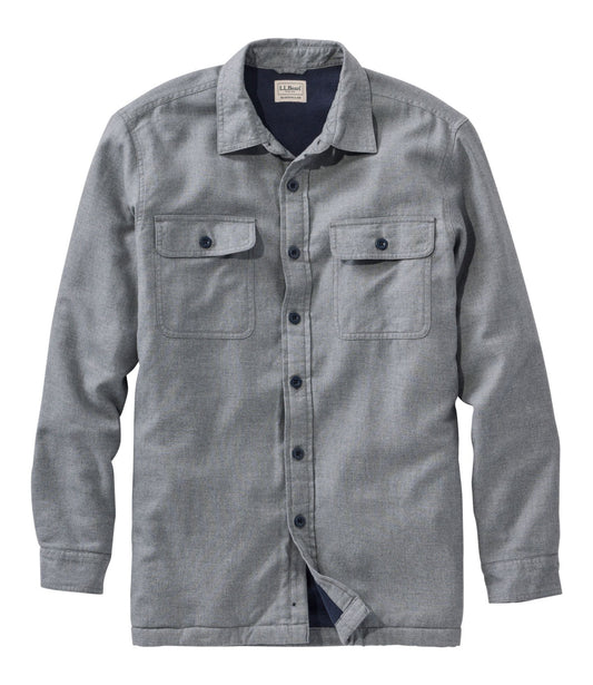 L.L.Bean Men's Fleece-Lined Flannel Shirt, Traditional Fit Charcoal Gray Heather
