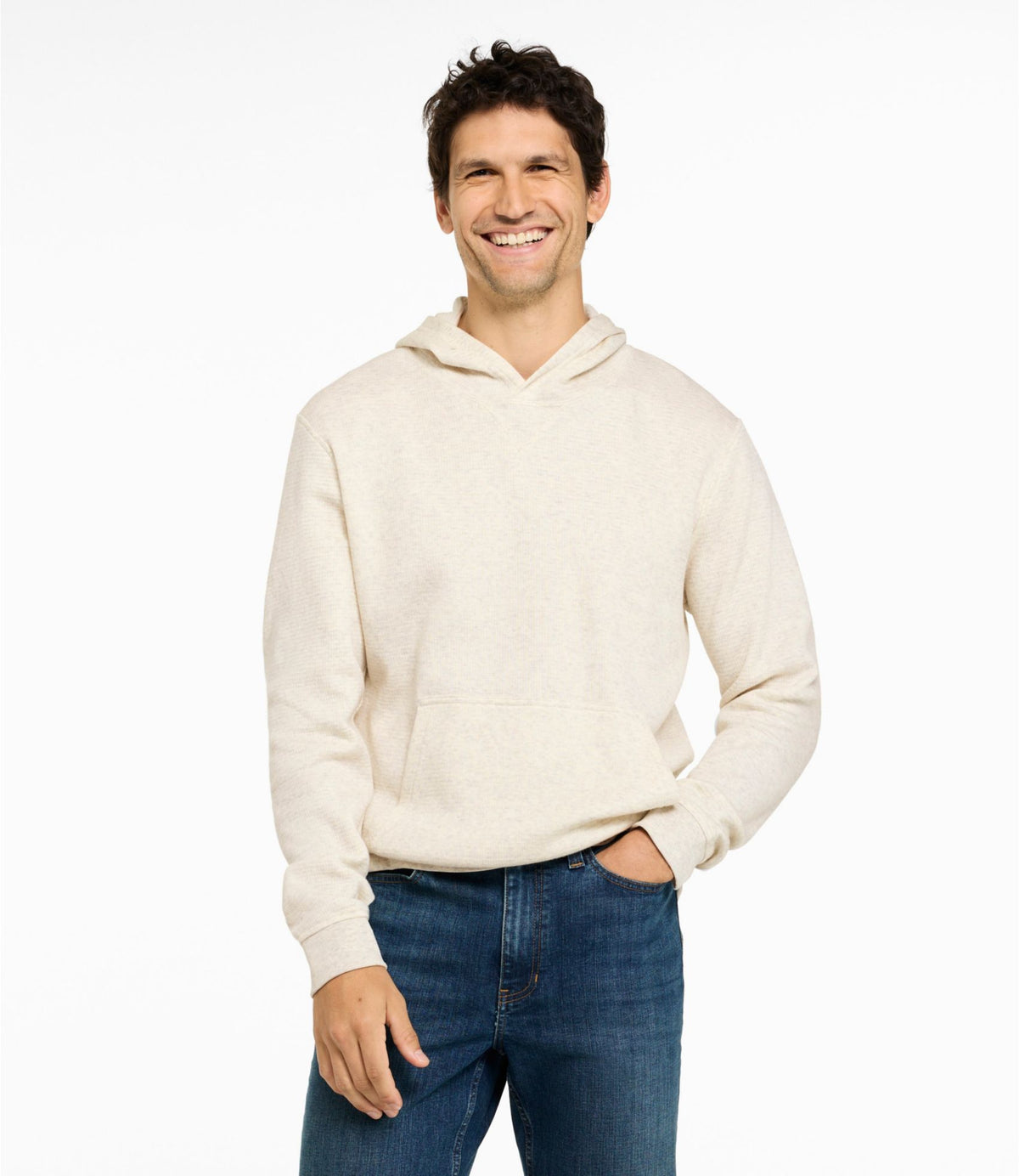 L.L.Bean Men's All Seasons Textured Sweats, Hoodie Carbon Navy Heather