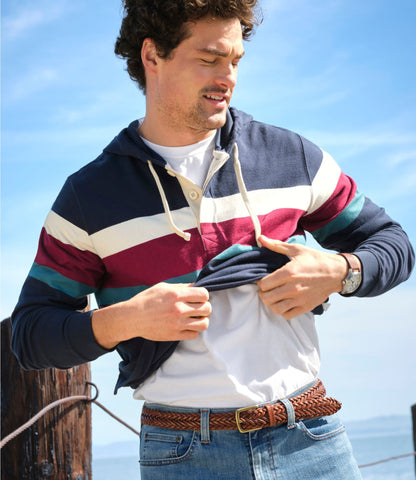 L.L.Bean Men's Bean's Vintage Soft Rugby Hoodie Bordeaux